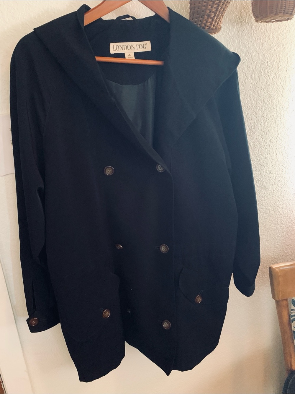 London Fog Black Double-Breasted Pea Coat